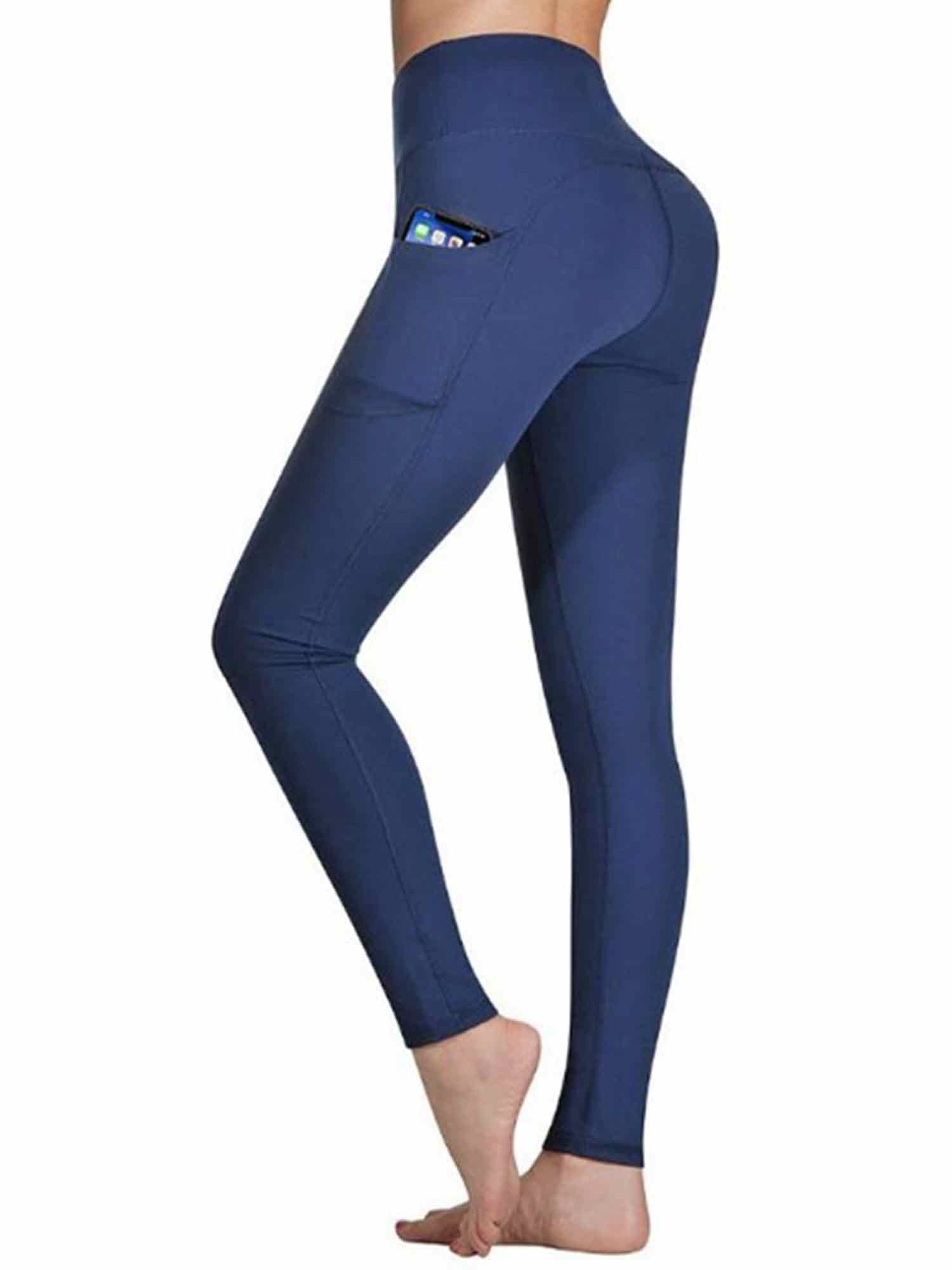 Rocorose Womens Yoga Pants with Pockets High Waist Tummy Control Yoga Capris Running Workout Leggings