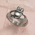 thumbnail image 2 of Medium Steel Stainless Celtic Claddagh Ring - Irish Symbol of Love, Loyalty & Friendship size 7, 2 of 3