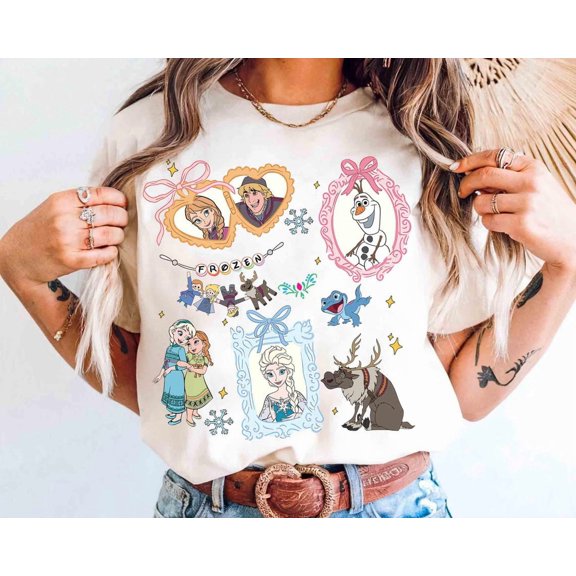 Coquette Bows Watercolor Disney Frozen Shirt, Elsa and Anna Princess Tee, Olaf and Sven Shirt, Magic Kingdom Disneyland Family Trip