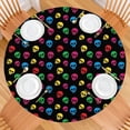 thumbnail image 2 of Black Colorful Skull Pattern Round Fitted Tablecloth with Elastic Edge,Dining Table Cover Waterproof,Outdoor Round Tablecloth for Camping,Dining,Indoor and Outdoor, 2 of 7
