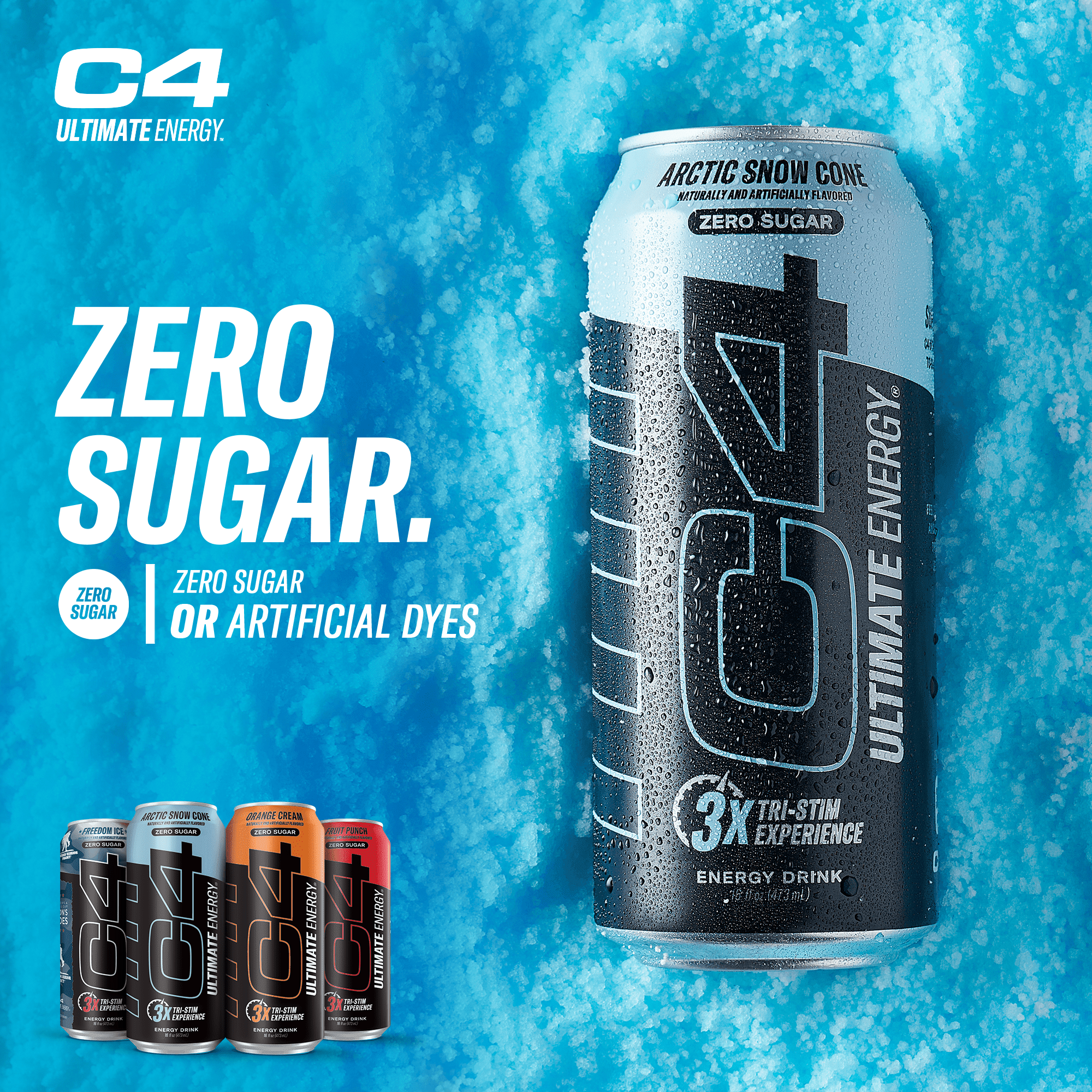 C4 Ultimate Energy Drink, Variety Pack Flavor, Zero Sugar, Carbonated, 16 oz can (12 Pack)
