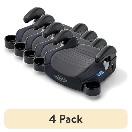 (4 pack) Graco TurboBooster 2.0 Backless Booster Seat, Kent, Grey