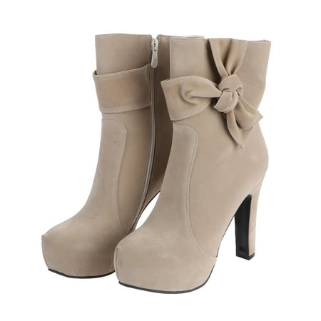

OUNONA 1 Pair Women Short Boots All-match Bowknot Boots Sexy High Heel Shoes