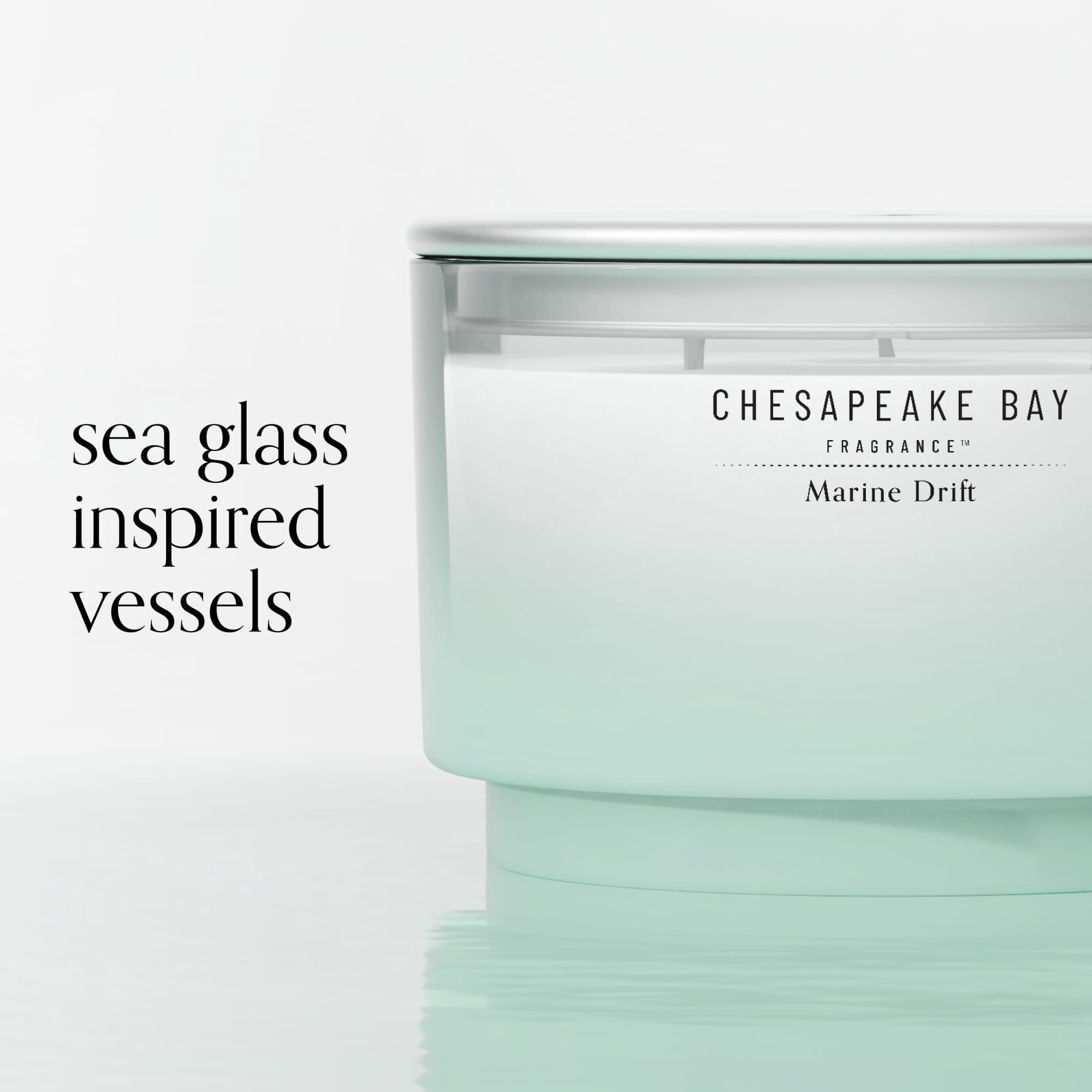 Chesapeake Bay Candle 14.5oz | Marine Drift Scent |Exclusive Mood Evoking Fragrance |Sea Glass-Inspired Jar | Premium Soy Blend Wax with Essential Oils | Coastal Fragrance for Home Décor or Gifting