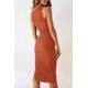 thumbnail image 5 of Vestido PRETTYGARDEN Rojo Ladrillo Midi Ajustado con Corte XL, 5 of 5