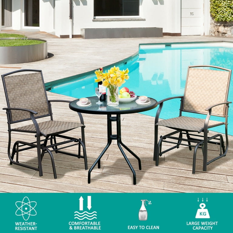 Costway 2-Piece Patio Single Glider Chair, Brown photo 5