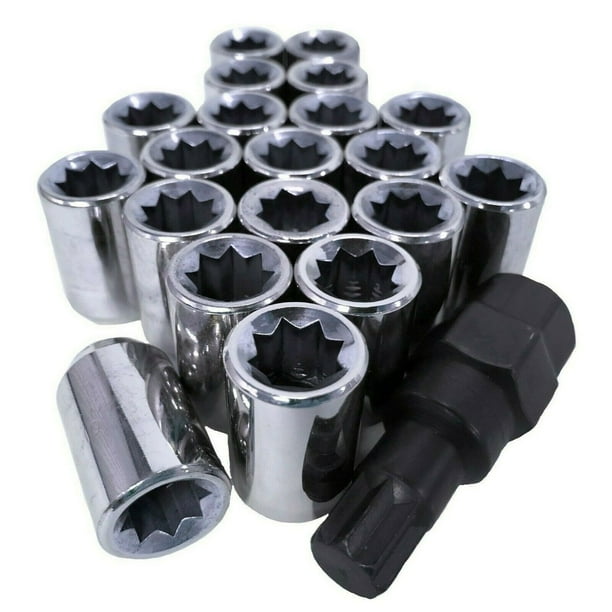 (20) 8 Point Star Tuner 12x1.5 Wheel Lug Nuts Locks with Key Honda