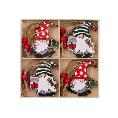 

Wooden Christmas Gnome Pendant 12pcs/box Wood Party Background Decor Supplies