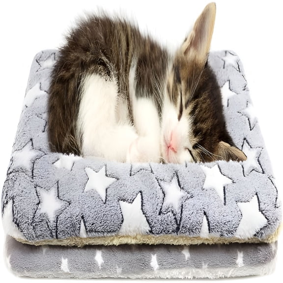MISSMILE 2 Pack Ultra Soft Cat Blanket, Calming Fleece Pet Mat for Anxiety Relief, Washable Warm Kitten Bed for Indoor Cats, Sofa and Car