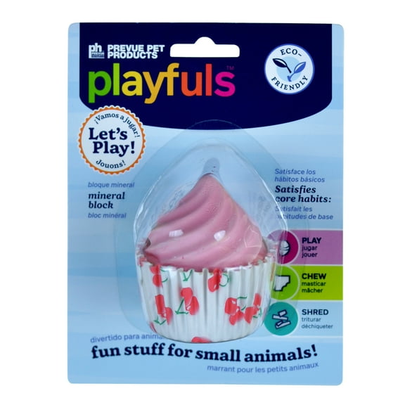 Prevue Pet Products Pink Cupcake Treat Mineral Block Small Animal Chew Toy
