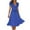 Blue, variant on Aofany Women Casual Dress Summer Dress V Neck Solid Color Polka Dot Print Dress Short Sleeve Lace Up Tie Dress