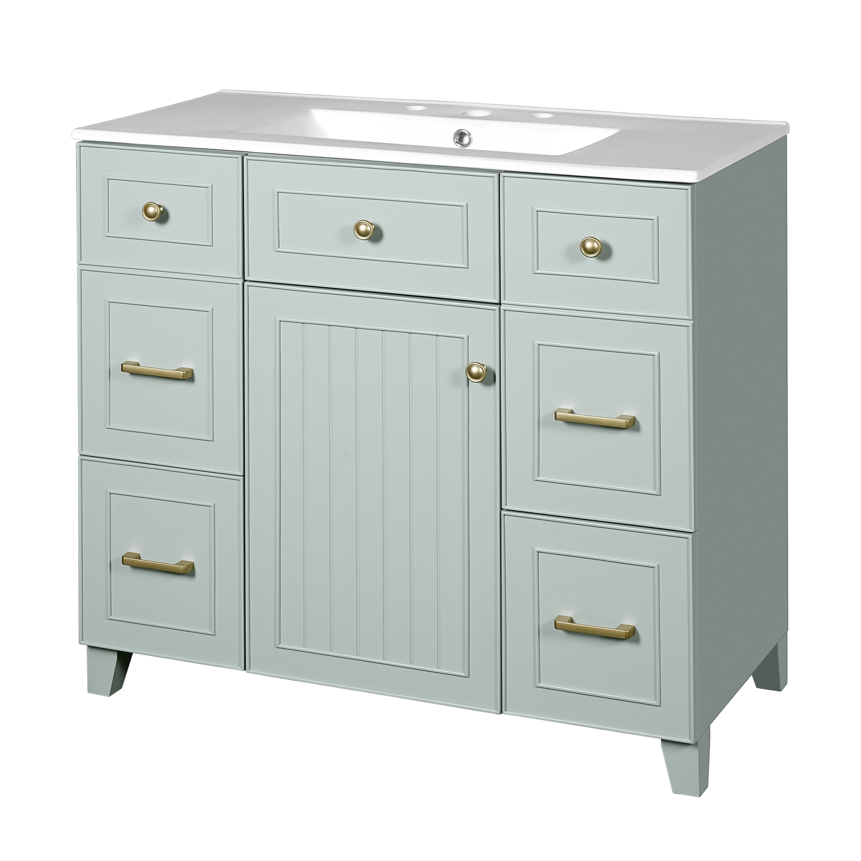 Buffet de cuisine Homy Casa 91 cm vert mousse avec évier en céramique