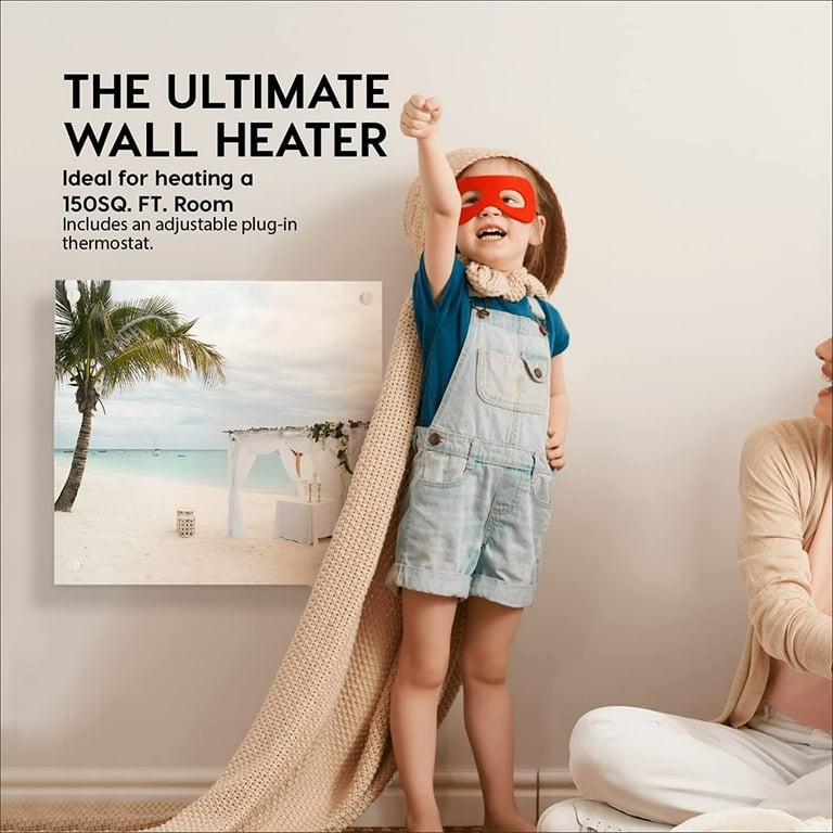EconoHome Wall Mount Space Heater Panel 2023 Model - with Thermostat - 400  Watt Convection Heater - Ideal for 120 Sq Ft Room - 120V Electric Heater -  Overheat Protection (Beach Wedding) - Walmart.com