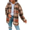 thumbnail image 1 of Gibobby chaquetass Deportivas para Mujer Chaqueta de mujer Moda Otoño Invierno Abrigos para mujer Sudadera con capucha Abrigo de lana Impresión a cuadros Blusa con capucha Tops (Anaranjado, L), 1 of 5