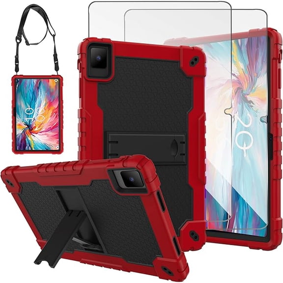 SOATUTO for TCL TAB 10 NXTPAPER 5G 10.4 Inch Tablet Case, Heavy Duty Protective Case with Screeen Protector for TCL TAB 10 NXTPAPER 5G 10.4 Inch Model 9199S Tablet (Red/Black/2 PCS)
