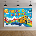 thumbnail image 5 of Cartoon School Bus Back to School Kids Educational Rainbow Banner for Classroom Decoration School Event Welcome Party, 5 of 6