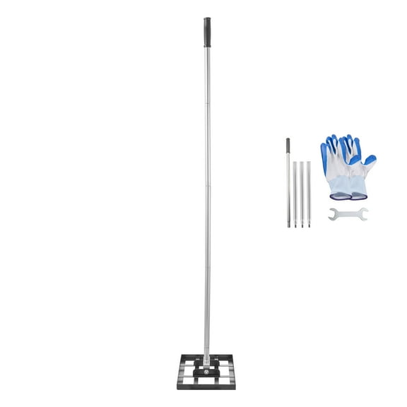 KFFKFF Garden Leveling Rake, Soil Equalizer with 78 in Grip, 17x10 in Earth Plate, Corrosion-Resistant Carbon Steel Ground Equalizer, 5 Heights Configurable