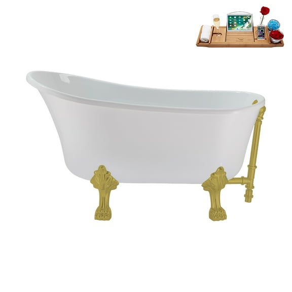 51'' Streamline N372BGL-BGL Soaking Clawfoot Tub and Tray with External Drain