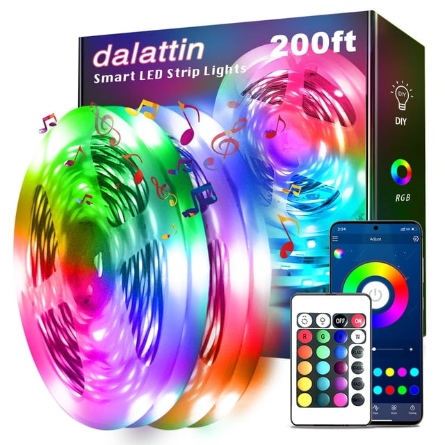Tira de luces LED dalattin de 60 m con control remoto RGB de 24 V