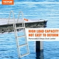 thumbnail image 2 of VEVOR Dock Ladder, Removable 4 Steps, 350 lbs Load Capacity, Aluminum Alloy Pontoon Boat Ladder with 4'' Wide Step & Nonslip Mat, Easy to Install for Ship/Lake/Pool/Marine Boarding, 2 of 9