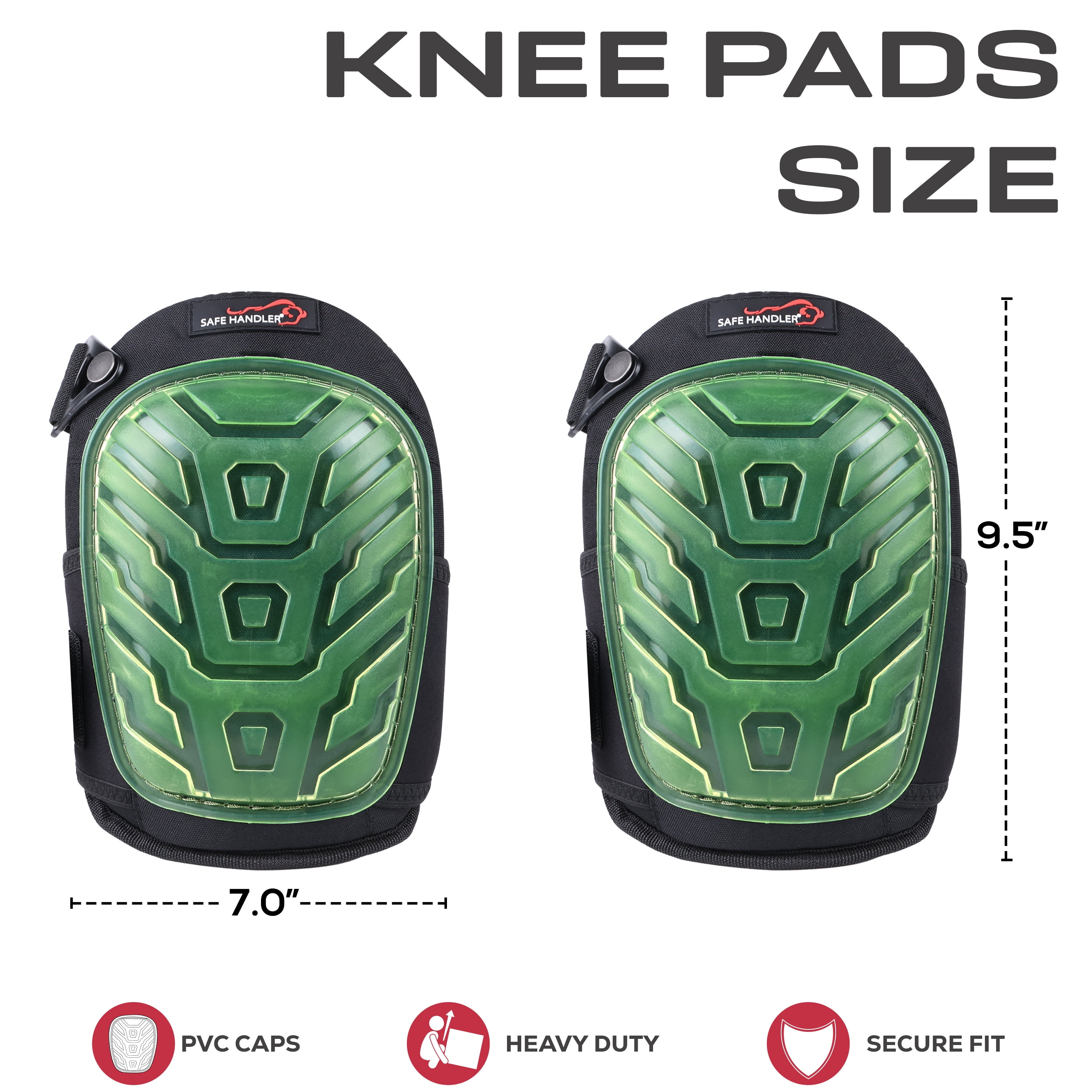 Safe Handler Heavy Duty Work Gel Knee Pads  with Foam Cushion, Adjustable Straps & Hard Cap for Construction
