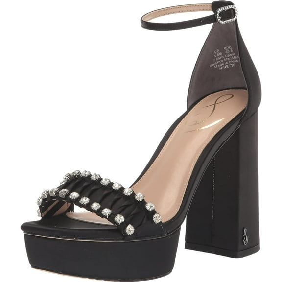 Sam Edelman Women's Ninette Platform Heels Black Satin 5.5M