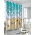 thumbnail image 3 of Fsddascl Ocean Beach Shower Curtain Set - Long 72" x 84" Washable Bathtub Curtain with 12 Hooks, Starfish Shell Sand Coastal Summer Blue Brown Waterproof Fabric Stall Shower Curtains for Bathroom, 3 of 6