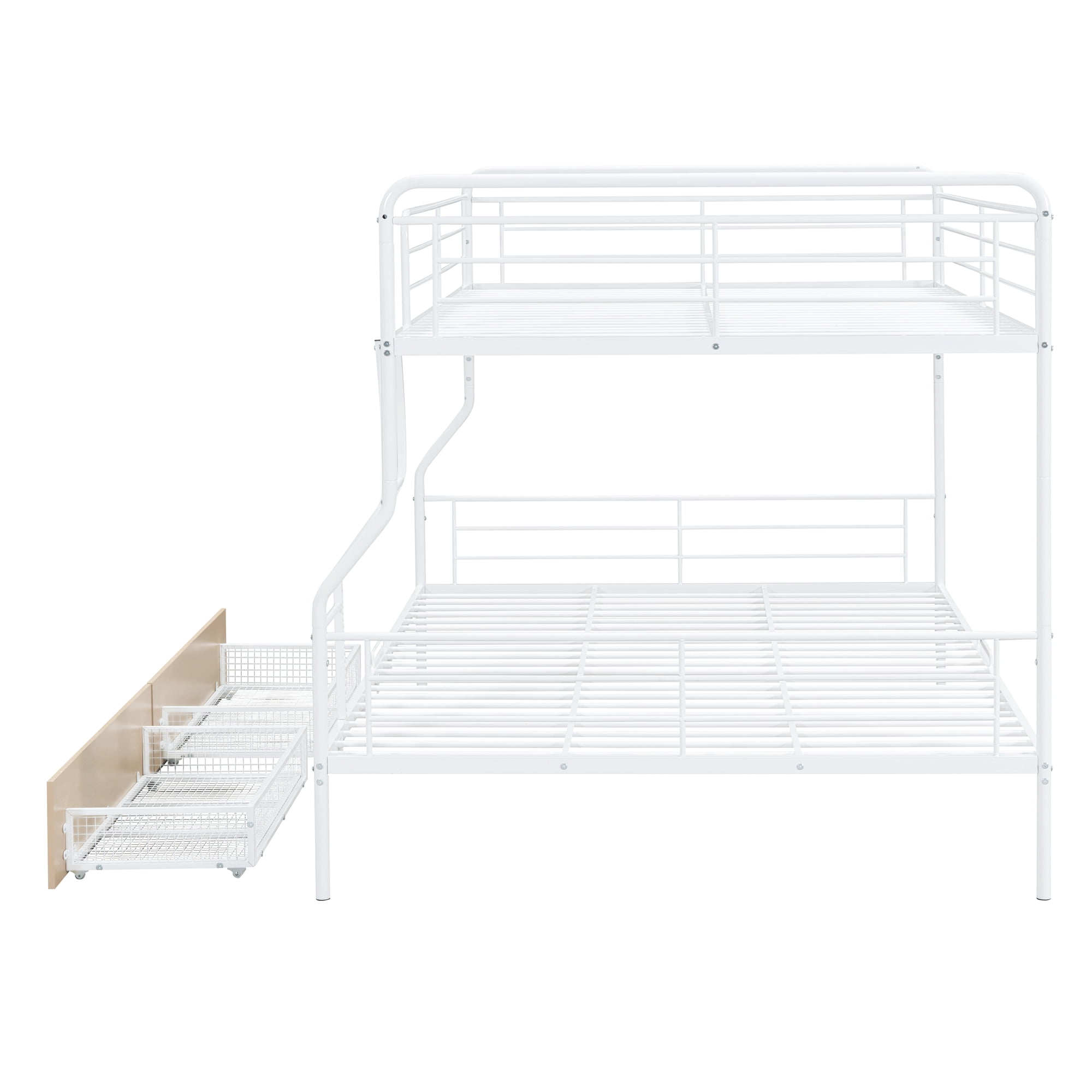 Aukfa Full XL over Queen Metal Bunk Bed with 2 Drawers for Teens, Adults, Dorm, White