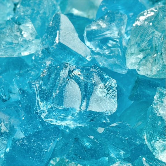 Blue Fire Glass | Teal Lagoon, Crushed Fire Glass, 1/2"-3/4" | 10 lbs