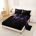 thumbnail image 2 of Feelyou Purple Rose Dragon Full Size Sheets for Kids Boys Girls, Sparkle Wing Animal Bed Sheets, 4-Piece, 2 of 5