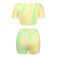 thumbnail image 2 of Gibobby Pijamas mujer invierno Moda para mujer O-cuello Manga corta Tie-Dye Impresión Ropa para el Conjuntos de dos piezas(Amarillo,G), 2 of 5