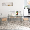 thumbnail image 2 of [110 X 70 X 76Cm] Iron Glass Dining Table And Chairs Silver One Table And Four Chairs MDF Cushion, 2 of 27