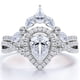 thumbnail image 1 of JeenMata Corona con Bisel - Moissanita en Forma de Lágrima de 1,5 Quilates - Pavé Infinito Retorcido - Halo Nupcial - Baño de Oro Blanco de 18 K sobre Plata, 1 of 6