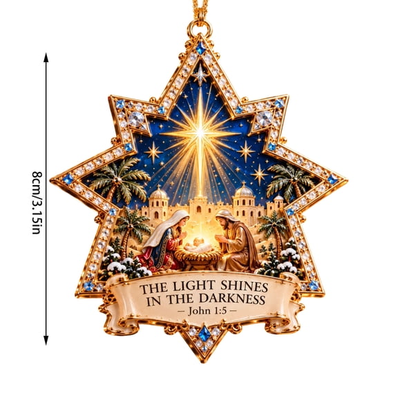 Christmas Nativity Scene Ornaments,Religious Christmas Decorations for Tree Wreaths Xmas Birth of Jesus Hanging Decor for Farmhouse Home Party