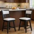 thumbnail image 2 of Costway 25" Swivel Counter Height Chairs Set of 2 with Upholstered Hollow Backrest, 2 of 8