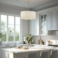 thumbnail image 6 of Kira Home Pearl 18" Drum Chandelier, Textured White Fabric Shade, Silver Pendant Light, Glass Diffuser, Brushed Nickel, 6 of 7