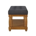 thumbnail image 5 of Leumius Upholstered Linen Bench with Storage Shelf, Solid Wood Spindle Legs Accent Furniture Tufted Ottoman Bench for Bedroom Entryway Living Room Charcoal, 5 of 6