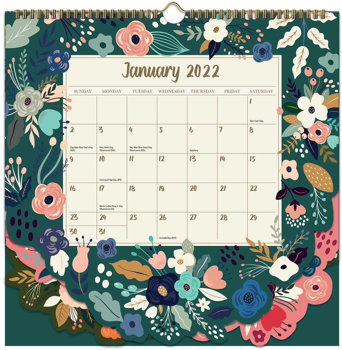 Whimsy Garden FC 12X12 Diecut Spiral Calendar