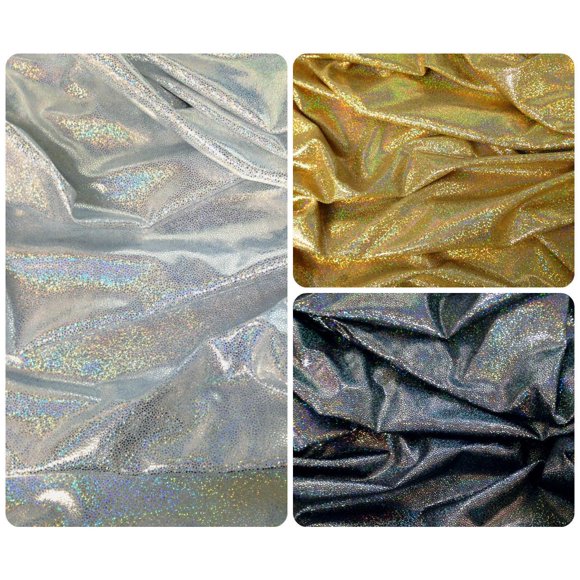 Holographic Shiny Pebble Foil on Heavy Stretch Nylon Spandex Fabric by The Yard (Black)