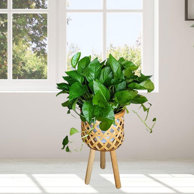 Soporte para , cesta de flores, trípode, organizador hecho a mano para el hogar, madera para césped, interior, exterior, sala de estar, jardín, Pequeña shamjiam Soporte para macetas