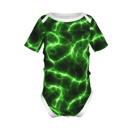 

Junzan Green Lightning Print Short-Sleeve Baby Climbing Clothes Bodysuits for Infant One-Piece for Baby Boys & Girls Baby Clothes Baby Romper with Snap Closure-9M