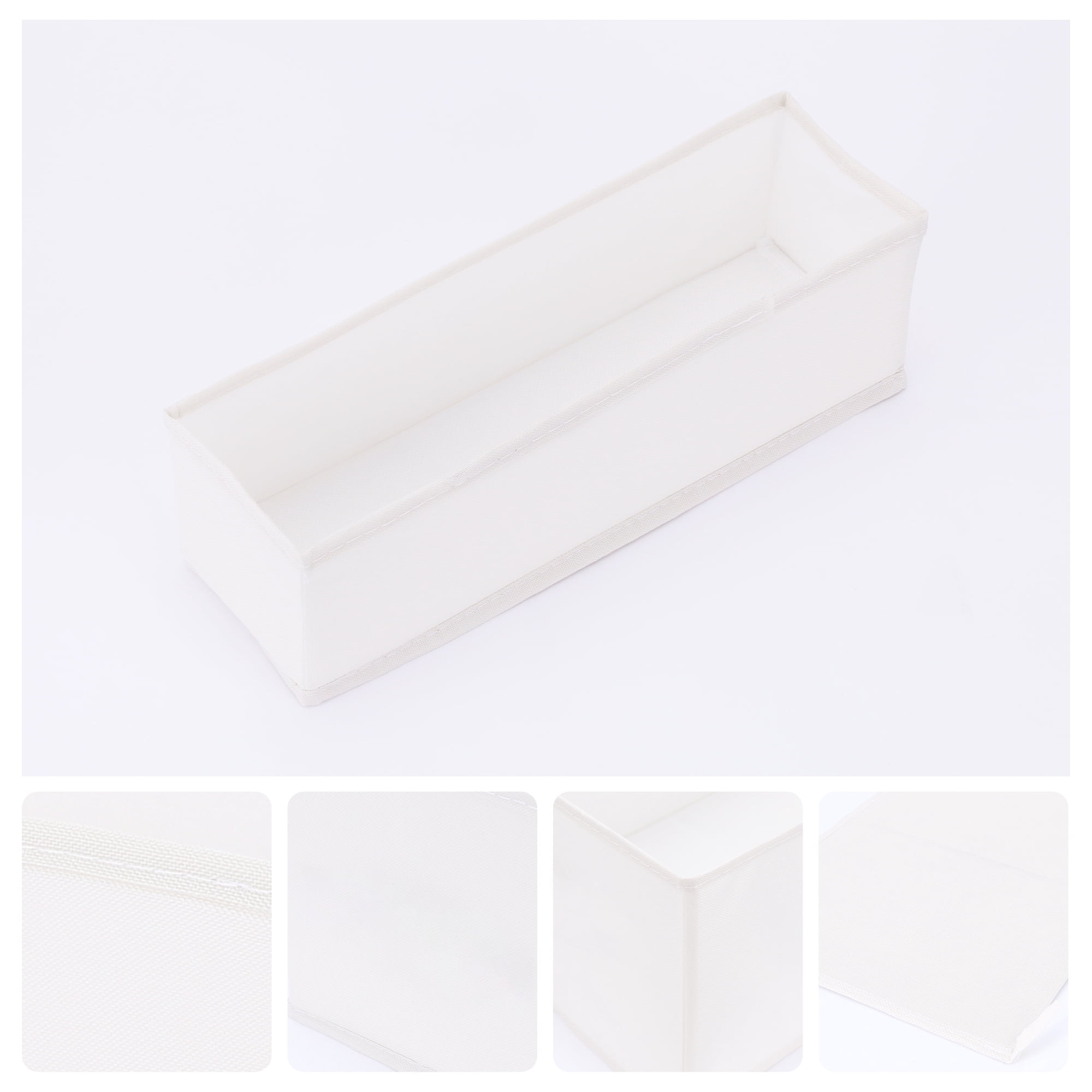 Unique Bargains Storage Cube Fabric Foldable Basket with Handles for Shelves 1pcs White S