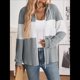 thumbnail image 4 of Chaqueta de Rayas con Bloques de Color para Mujer, con Cremallera, Larga, Punto Acanalado, Sudadera con Cordón Ajustable. Gris L, 4 of 9