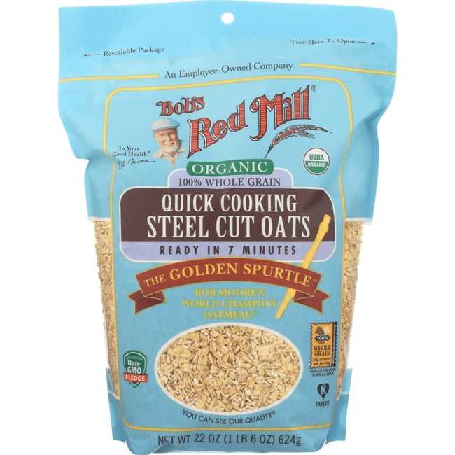 Bob's Red Mill, Quick Cooking Steel Cut Oats, Organic, Whole Grain, 22 oz