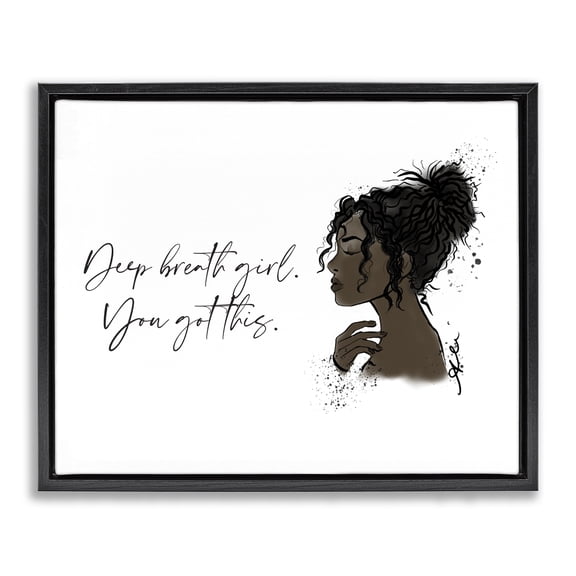 Stupell Industries Art Deco You Got This Girl Portrait Black Floating Frame Canvas Art, 31 x 25, by Alison Petrie