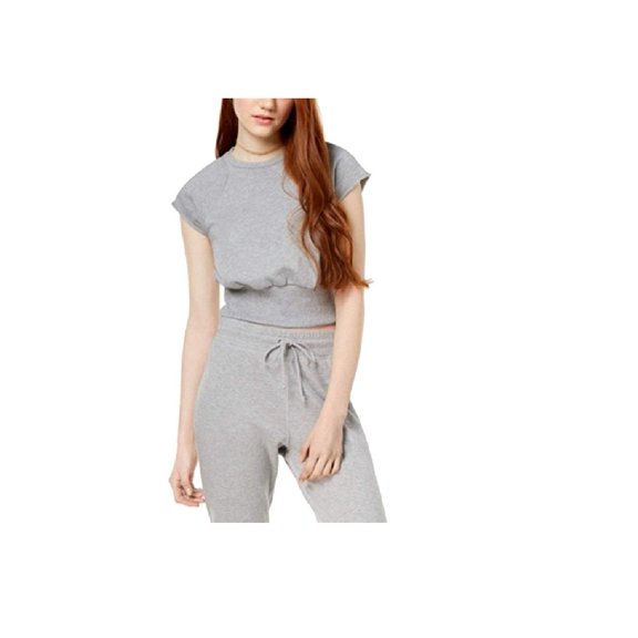 Material Girl Juniors French Terry Crop Top Heather Gray Size Medium