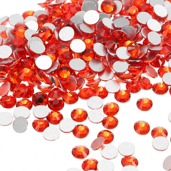 Uxcell SS30 Round Flatback Rhinestones 6.3-6.5mm Crystal Glass Gems Diamonds for DIY Crafts Clothes Shoes Nail Art Decoration, Orange 576Pcs