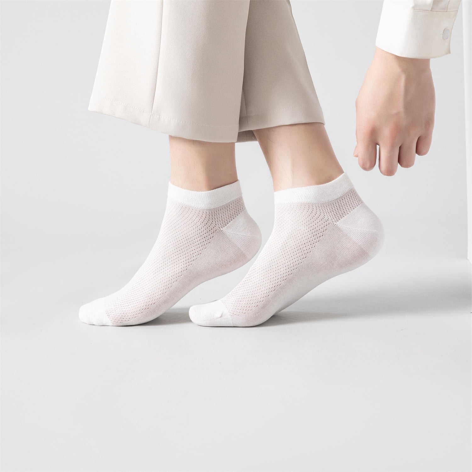 Sookeceks 6 Pairs Thin Ankle Socks for Men Mesh Breathable Cotton Socks Anti Slip Low Cut Soft Casual Socks Size 7-11