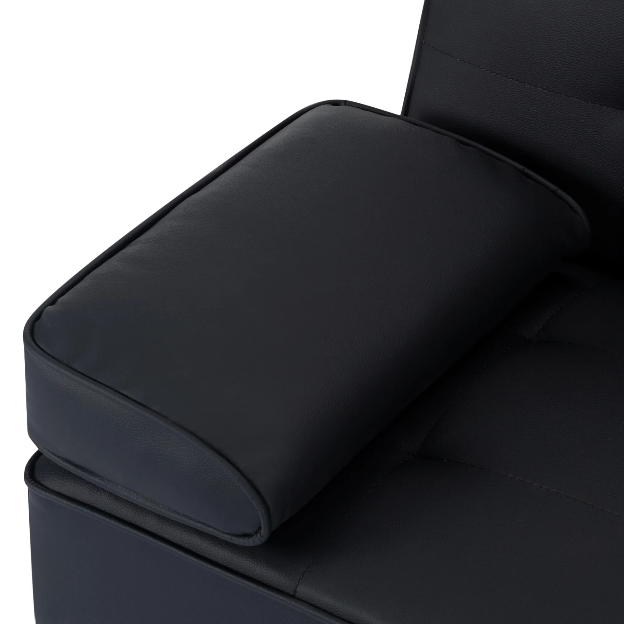 BSHTI Futon Convertible Sleeper Sofa Bed,With 3-Position Adjustable Backrest,Upholstered in PU Fabric,a Side Storage Pocket,Twin-Size Sleeper Sofa,Black