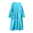 thumbnail image 5 of Aobny Flannel Women's Nightgowns & Sleepshirts Jacquard Blue Chemise Crew Neck Long Long Sleeve Ladies Pajamas,130, 5 of 5